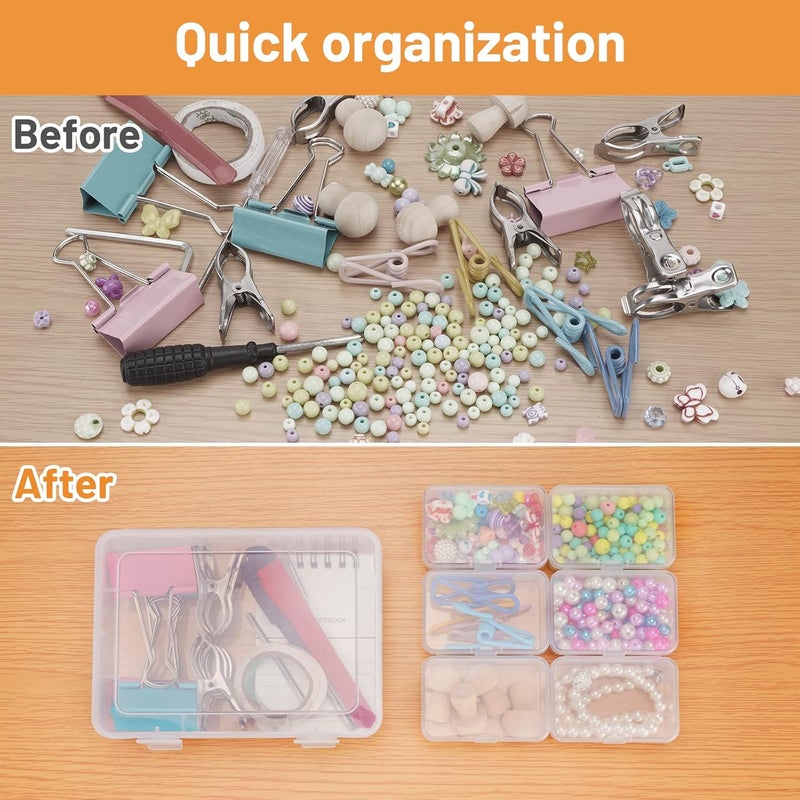 Mathtoxyz Small Bead Organizers and Storage, Clear Storage Containers Rectangle Bead Holder Plastic Cases Transparent Boxes for Nail DIY Craft Making Jewelry Battery Screw - Image 2